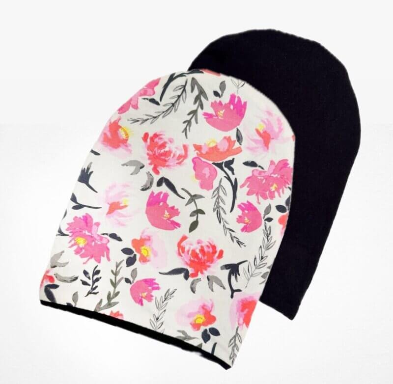 Gorro reversible - Blanco con flores